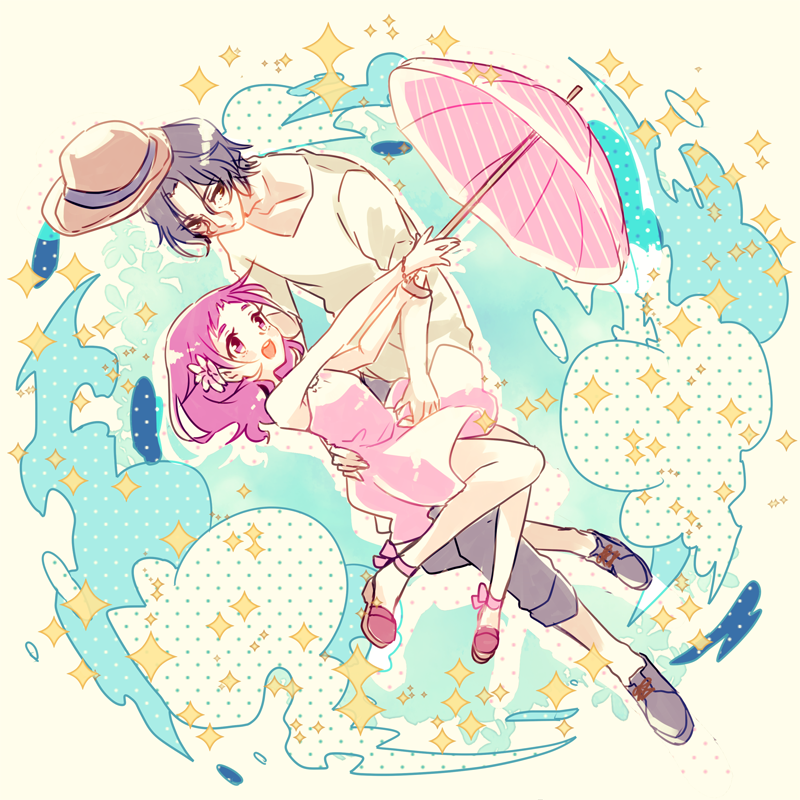 HUG! 光之美少女、光之美少女、乔治·库拉伊 1名男孩 1名女孩 黑发 连衣裙 全身