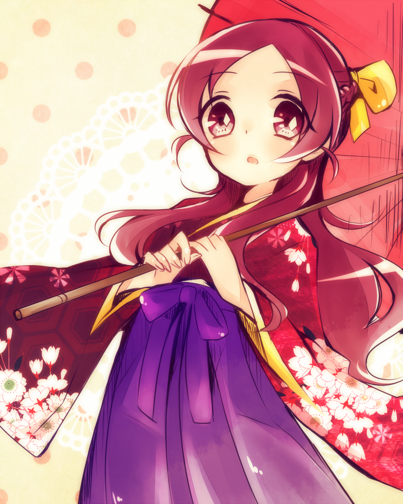 HeartCatch 光之美少女！、光之美少女、花咲蕾 1名女孩 装饰垫 花卉印花 碎花和服 袴