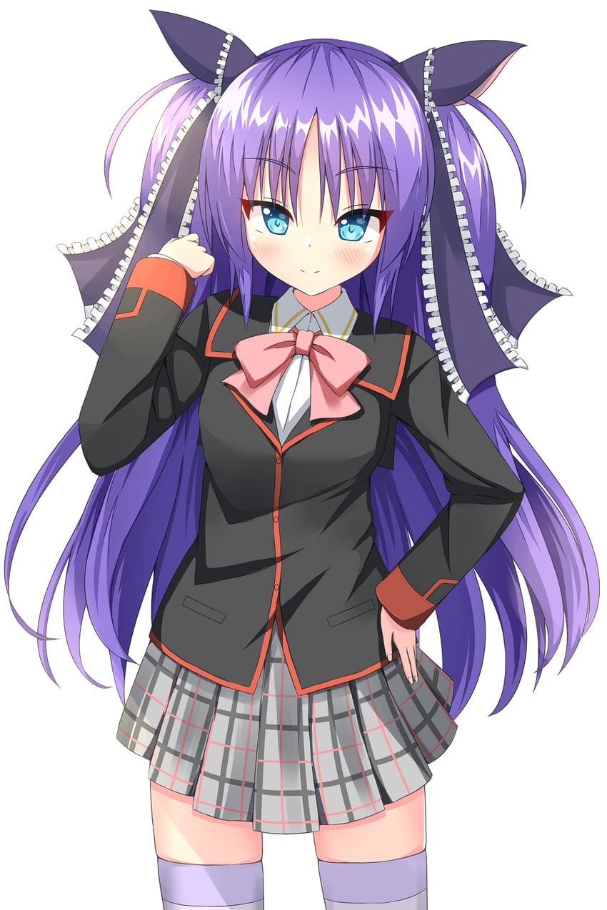 Little Busters!、笹濑川佐佐美 1名女孩 黑色夹克 黑色丝带 蓝眼 脸红