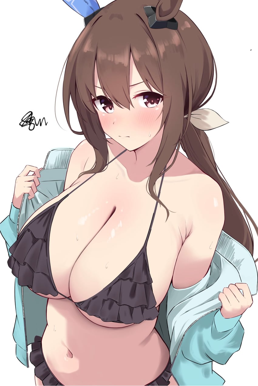 赛马娘、爱慕织姬 (赛马娘) 1名女孩 异形乳量 (大) 替换服装 兽耳 露肩