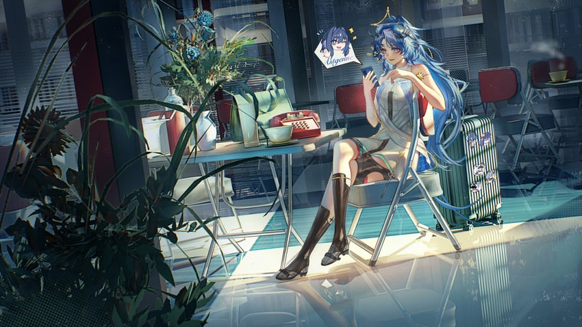 明日方舟、星极 (明日方舟)、星源 1名女孩 兽耳 鸟耳 鸟娘 蓝眼