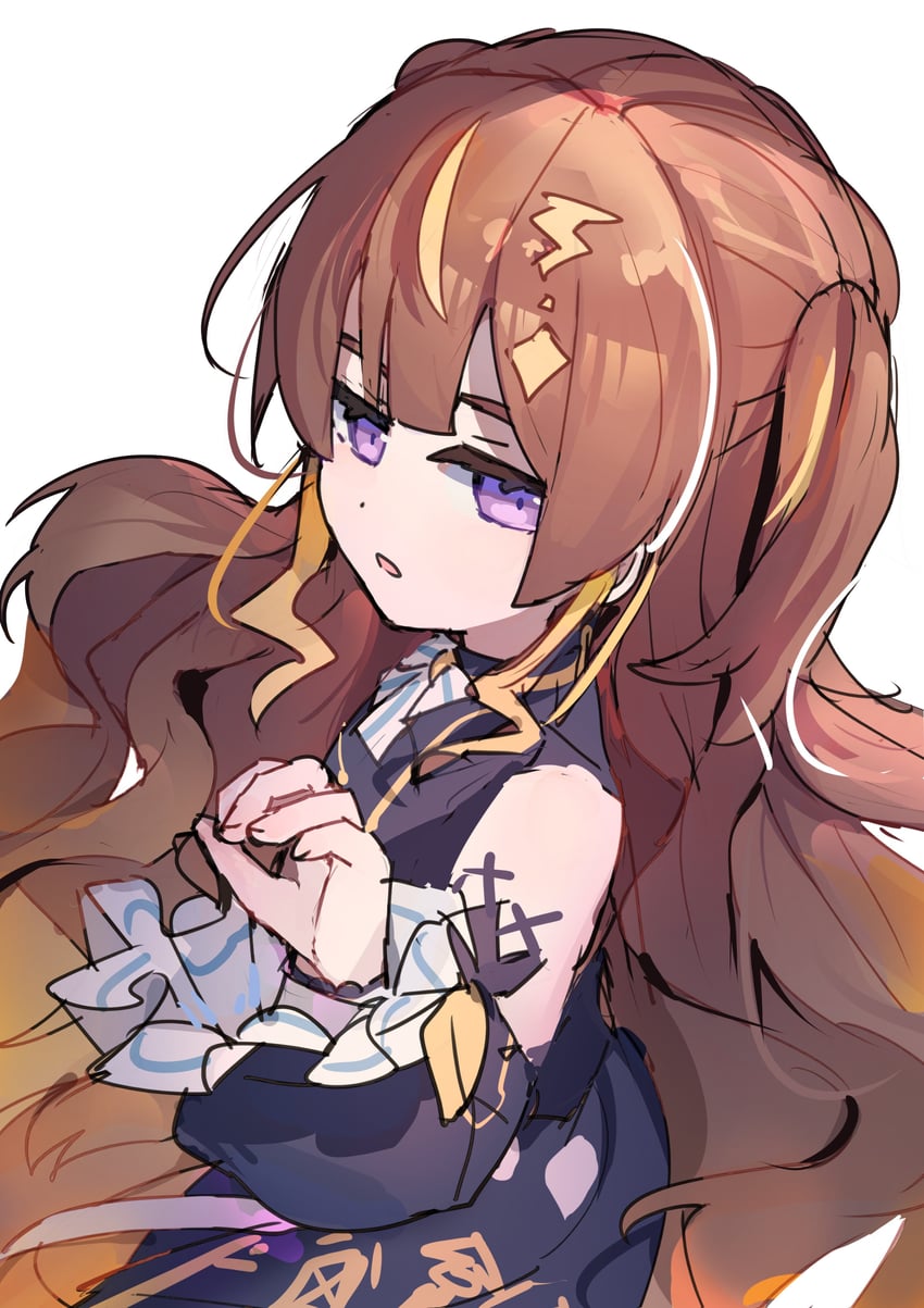 Hololive、Hololive Indonesia、阿尼娅·梅尔菲莎 1名女孩 黑色连衣裙 黑色袖子 金发 棕发