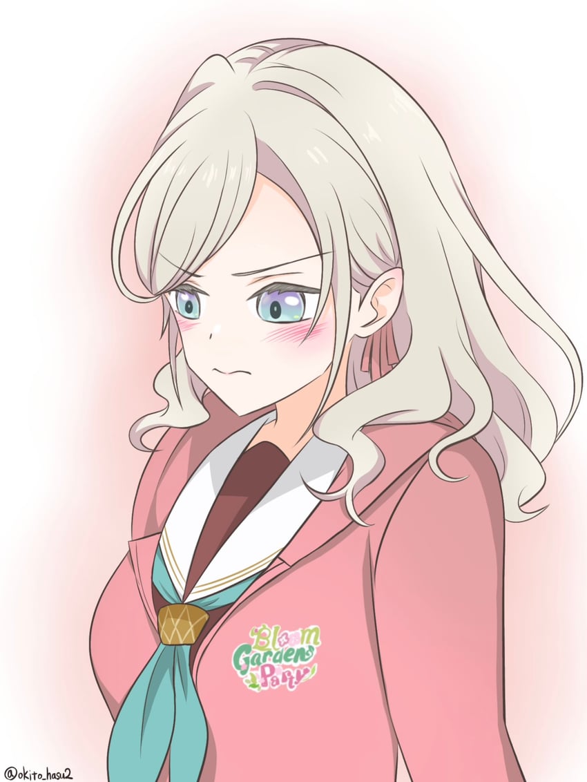 Love Live!、Love Live! 莲之空女学院学园偶像部、Love Live! 莲之空女学院学园偶像俱乐部 繁花庭院派对 1名女孩 猫嘴脸 水蓝色领巾 繁花庭院派对夹克 乳房