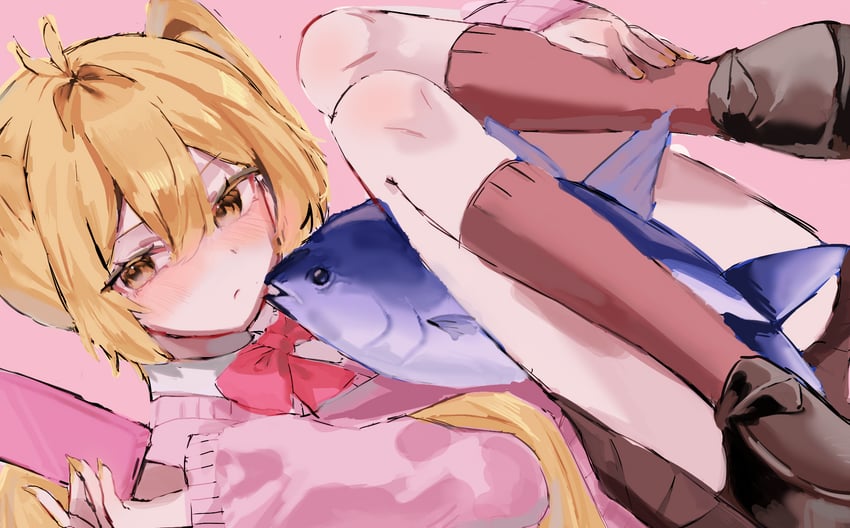 VOCALOID、杂鱼 (Vocaloid)、亚北音留 1名女孩 :< 呆毛 黑鞋 黑色裙子