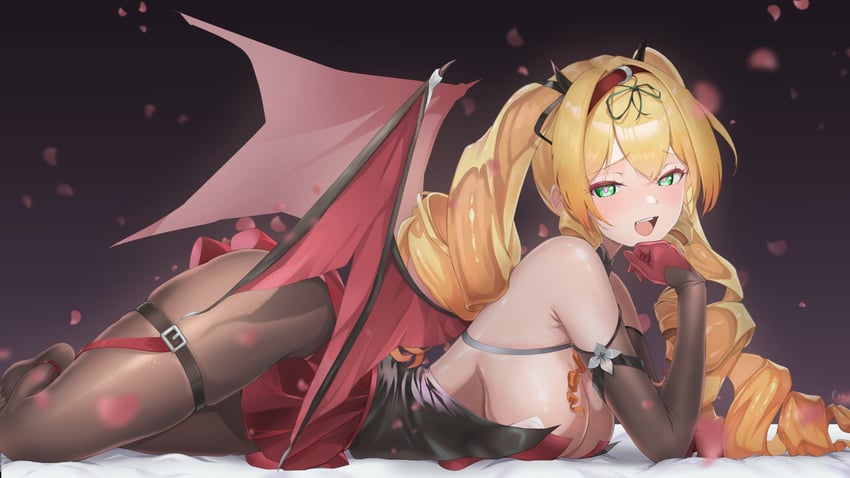 第七史诗、alluring wings lidica (epic seven)、莉迪卡 (第七史诗) 1名女孩 露肩 腰带 黑衬衫 金发