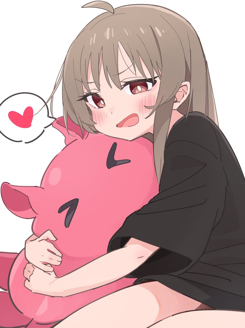 超辉夜姬!、辉夜 (超辉夜姬!) 1名女孩 呆毛 黑衬衫 脸红 棕眼睛