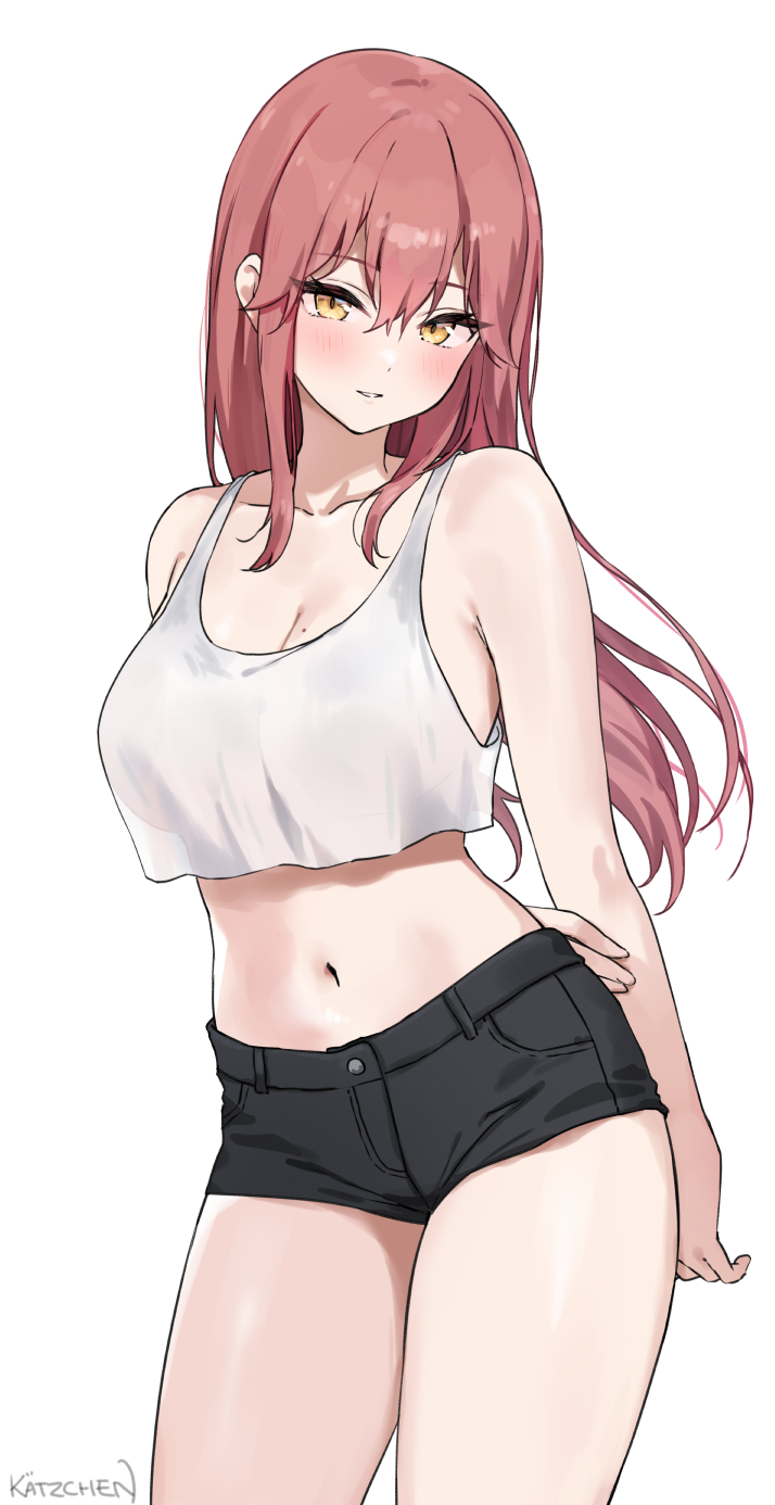 原创、莉莉娅 (kaetzchen) 1名女孩 双手背在身后 黑色短裤 脸红 乳房