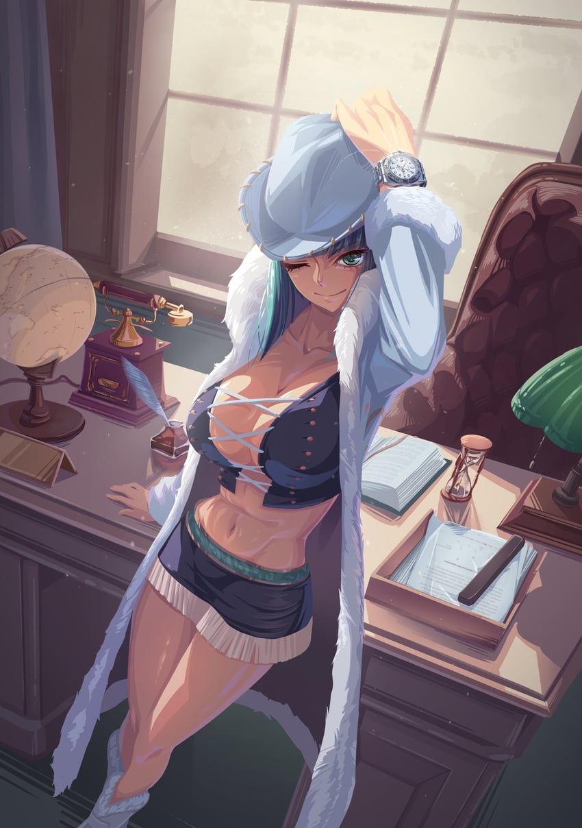海贼王、妮可·罗宾 1名女孩 靴子 乳房 乳沟 牛仔靴