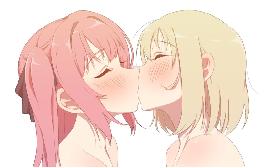 神稻牡丹：醉态如百合之花、上伊那牡丹、砺波伊吹 2名女孩 黑色丝带 脸红 闭眼 灰发
