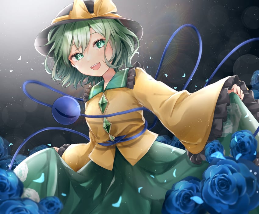 东方Project、古明地恋 1名女孩 :D 黑帽子 蓝花 蓝玫瑰