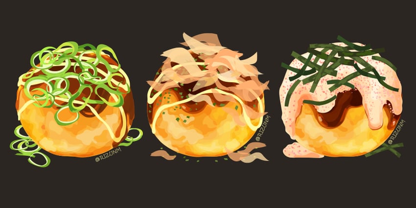 原创 作者名 黑色背景 柴鱼片 葱花 食物