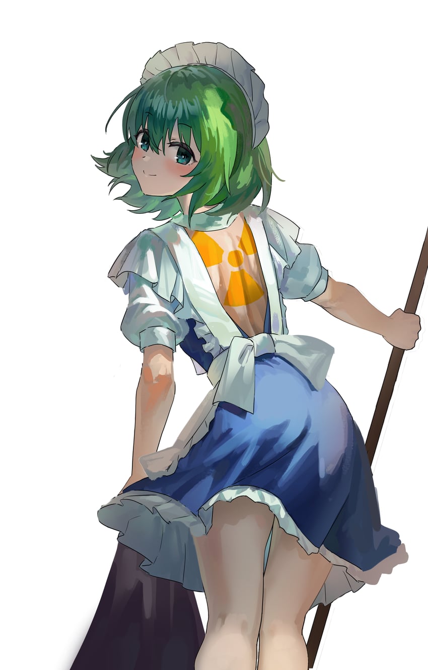 东方Project、东方Project (PC-98)、留琴 1名女孩 围裙 背影 后背蝴蝶结 蓝色连衣裙