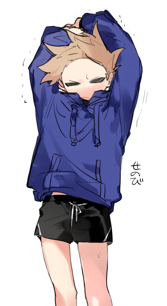 爱德的世界、Tom (Eddsworld) 1名男孩 动画化 黑色短裤 蓝色连帽衫 棕发