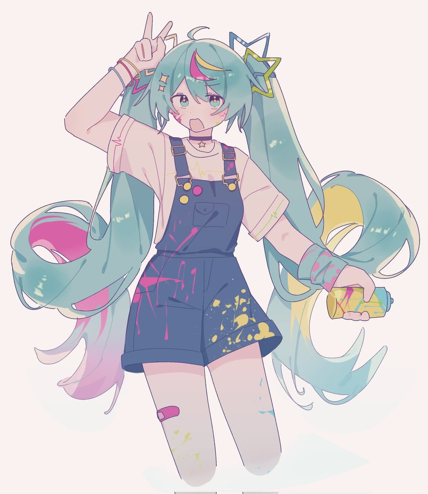 lovely cavity (vocaloid)、VOCALOID、初音未来 +_+ 1名女孩 呆毛 水色瞳 水色发