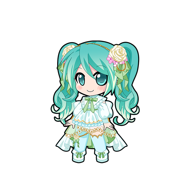 初音未来 绘图收藏、VOCALOID、初音未来 1名女孩 水色发 不对称腿部穿着 后背蝴蝶结 黑色轮廓
