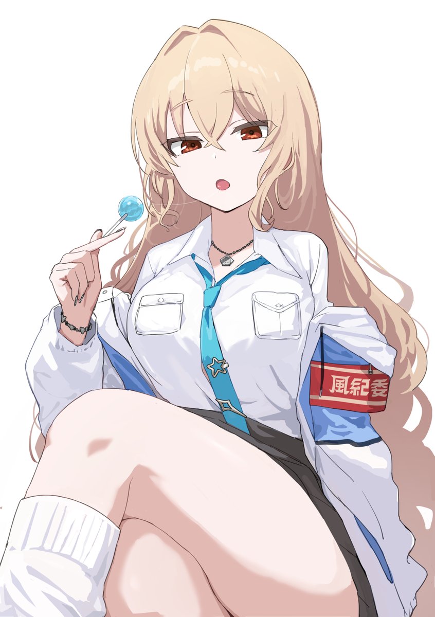 Muv-Luv、Muv-Luv Girls Garden、carina gentile 1名女孩 臂章 黑色裙子 金发 蓝色夹克
