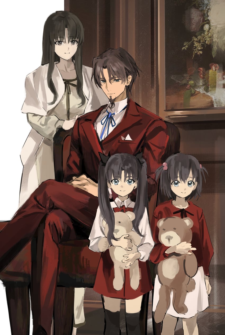 Fate/Zero、Fate系列、间桐樱 1名男孩 3人女子 蓝眼 棕发 胡须