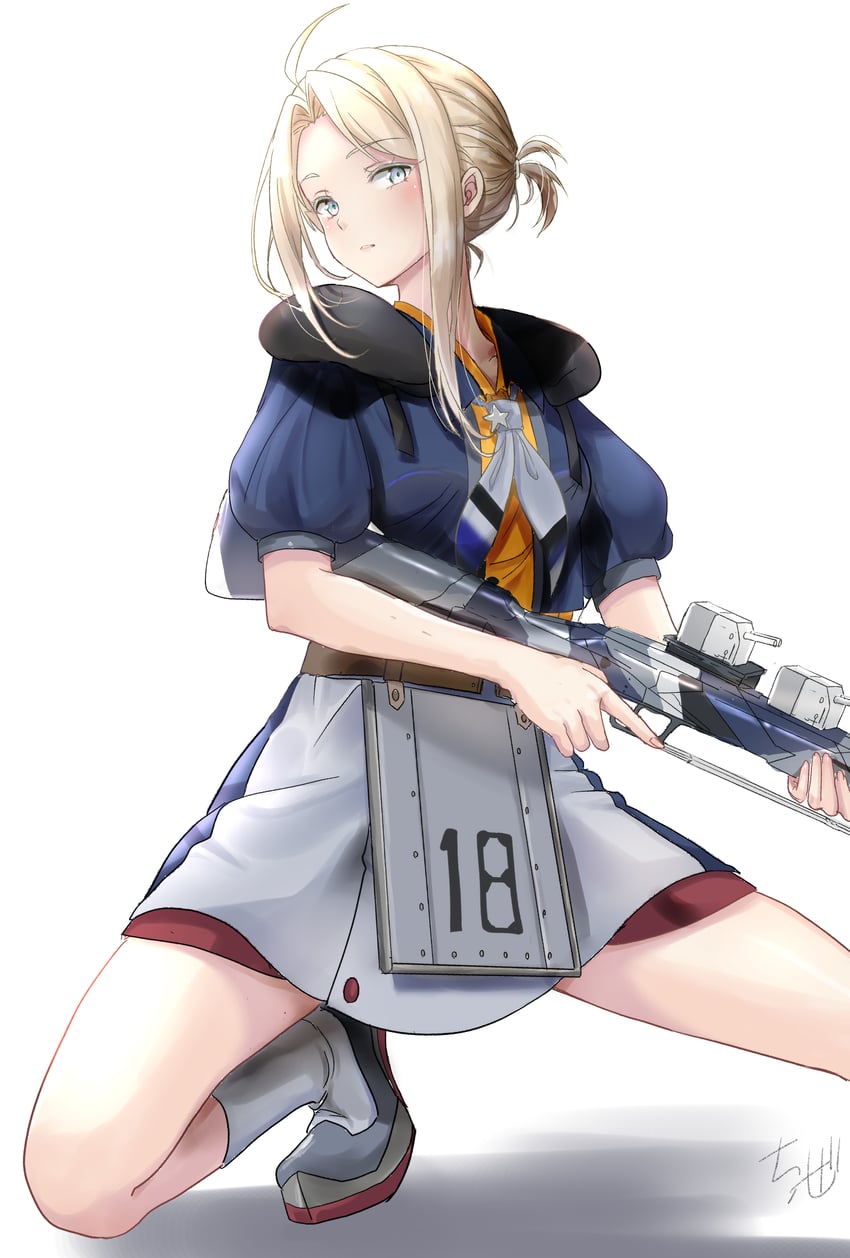 舰队Collection、大黄蜂（舰娘）、胡蜂改（舰队收藏） 1名女孩 呆毛 围裙 不对称发型 金发