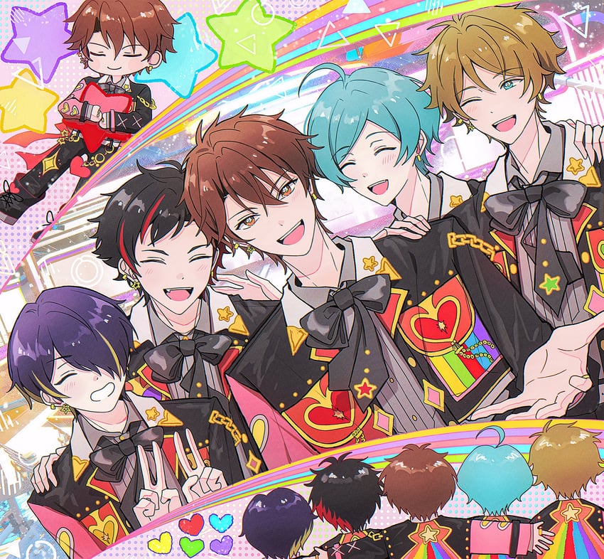 偶像梦幻祭、守泽千秋、南云铁虎 5个男孩 :D 呆毛 黑色蝴蝶结 黑色蝶形领结