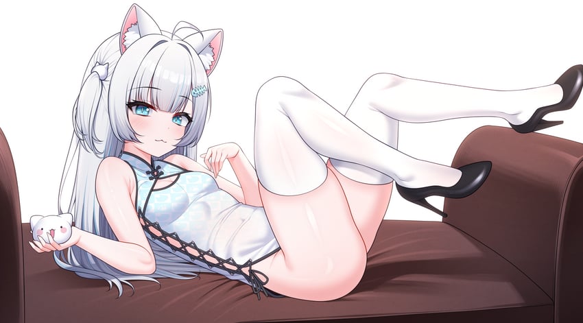 原创 1名女孩 猫脸笑 呆毛 兽耳 腋窝褶皱