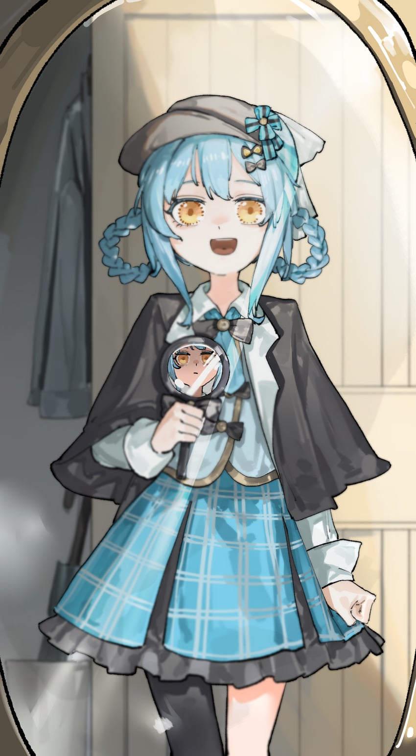 魔法少女的小镇审判、立花雪莉 1名女孩 :D 黑色小披肩 黑帽子 蓝发