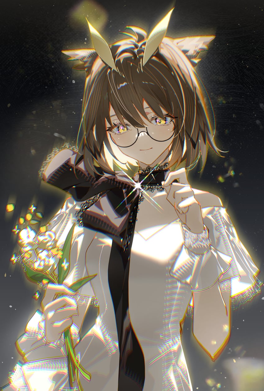 明日方舟、赫默 1名女孩 替换服装 兽耳 逆光 裸臂