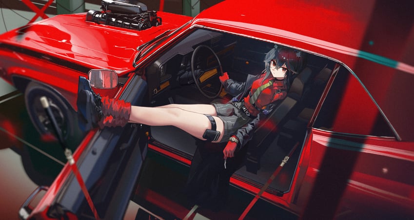 明日方舟、德克萨斯 (明日方舟)、德克萨斯 (意志) (明日方舟) 1名女孩 兽耳毛 兽耳 黑发 黑色夹克