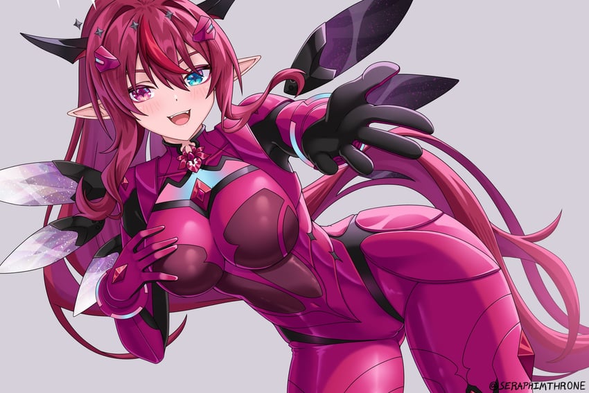 Hololive、Hololive英语、IRyS (Hololive) +_+ 1名女孩 蓝眼 紧身连体衣 乳房
