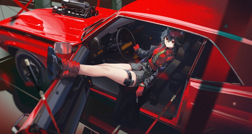 明日方舟、德克萨斯 (明日方舟)、德克萨斯 (意志) (明日方舟) 1名女孩 兽耳毛 兽耳 黑发 黑色夹克