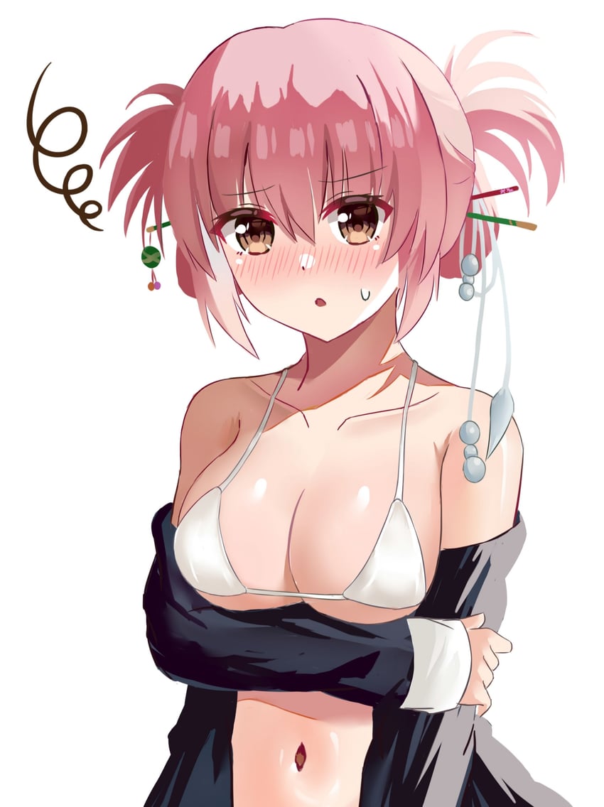 樱之刻、樱之诗、鸟谷敬 1名女孩 惊讶 替换服装 手臂托在乳房下 露肩