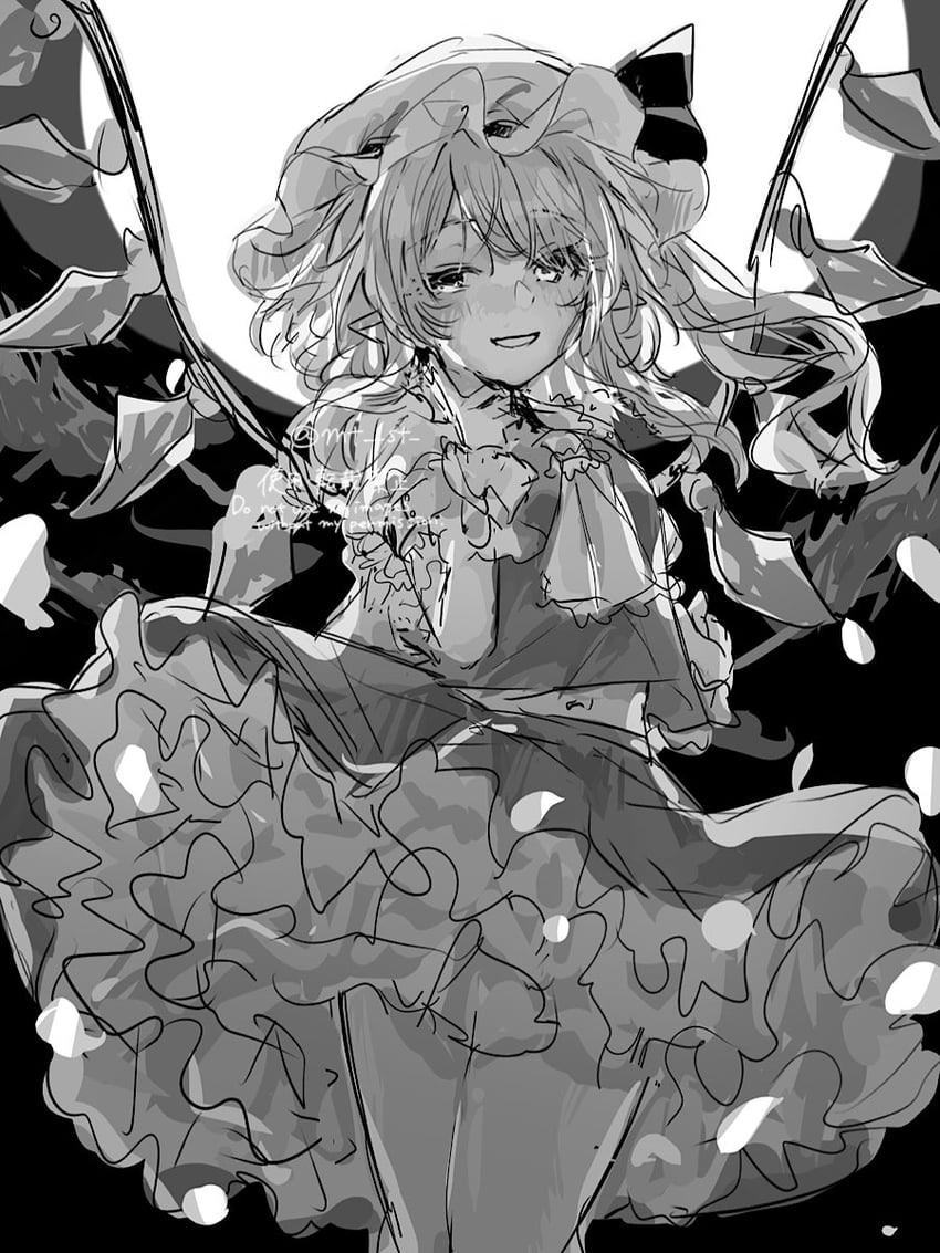 东方Project、芙兰朵露·斯卡蕾特 1名女孩 阿斯科特领巾 脸红 有领衬衫 水晶