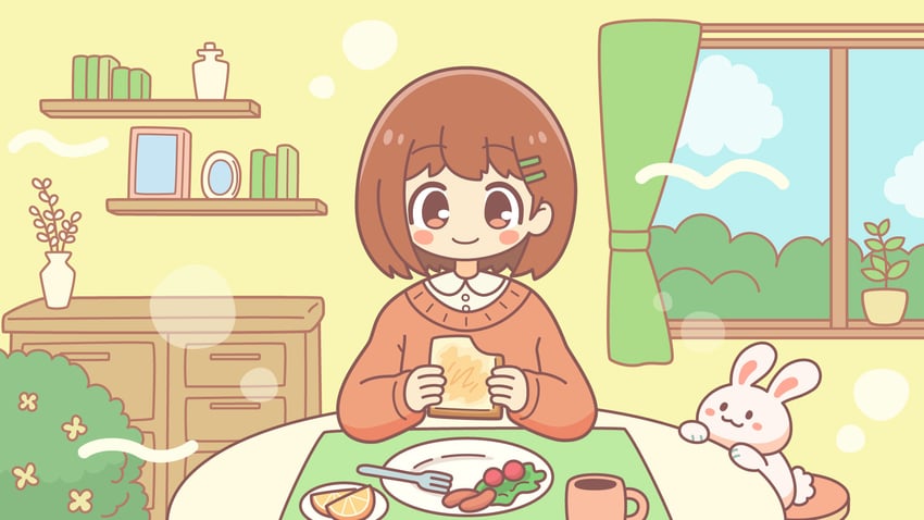 原创 1名女孩 动物 蓝天 腮红贴纸 书