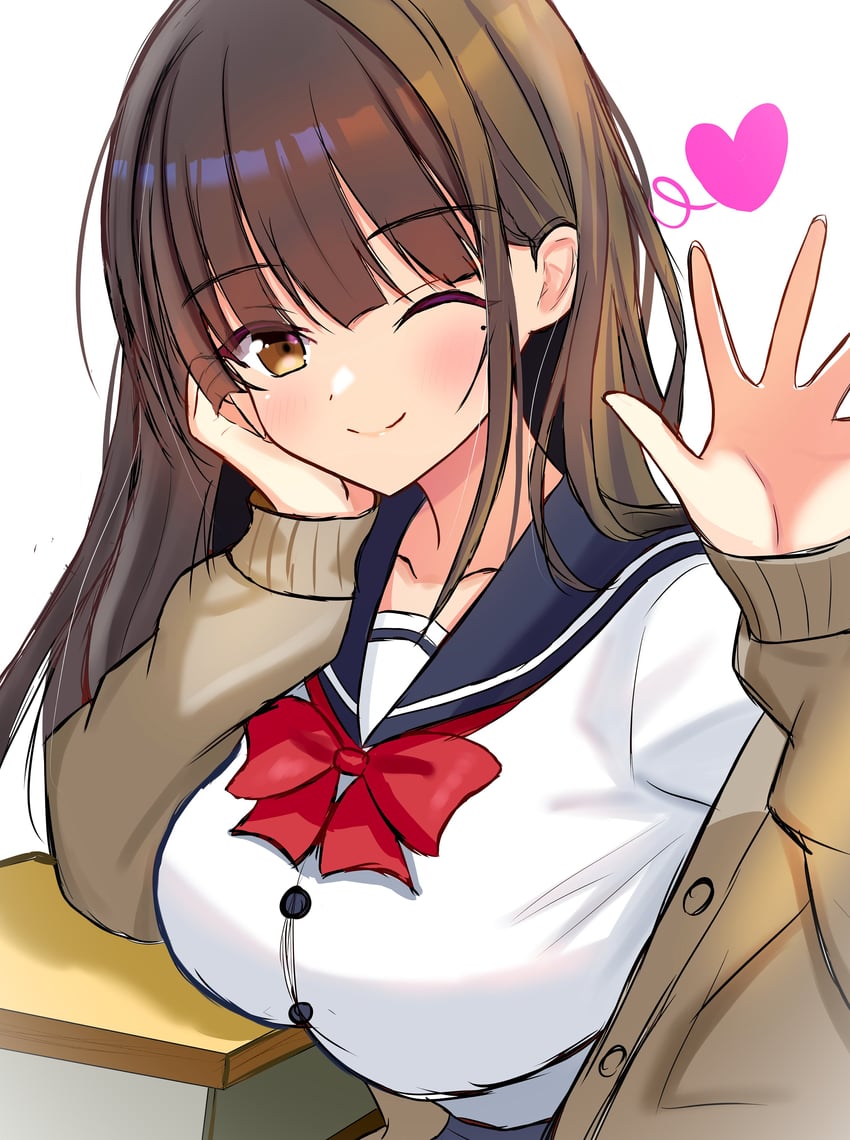 恋爱はじめまして、相泽缘 1名女孩 ;) 黑色水手领 齐刘海 脸红
