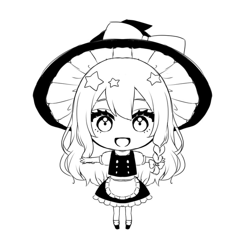 东方Project、雾雨魔理沙 1名女孩 :D 围裙 蝴蝶结 辫子