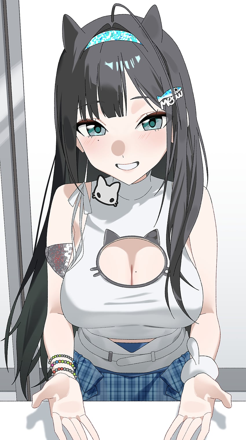 胜利女神：妮姬、薄荷 (妮姬) 1名女孩 呆毛 兽耳 不对称刘海 露肩
