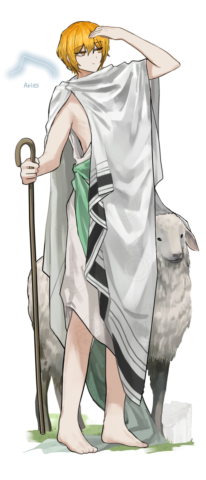 边狱公司、Project Moon、辛克莱 (Project Moon) 1名男孩 古希腊服饰 动物 白羊座 赤脚
