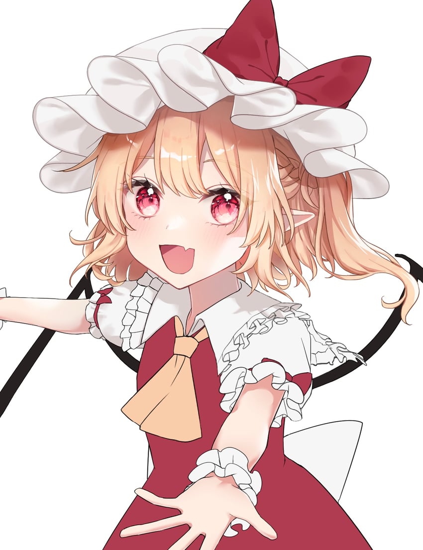 东方Project、芙兰朵露·斯卡蕾特 1名女孩 :D 阿斯科特领巾 后背蝴蝶结 金发