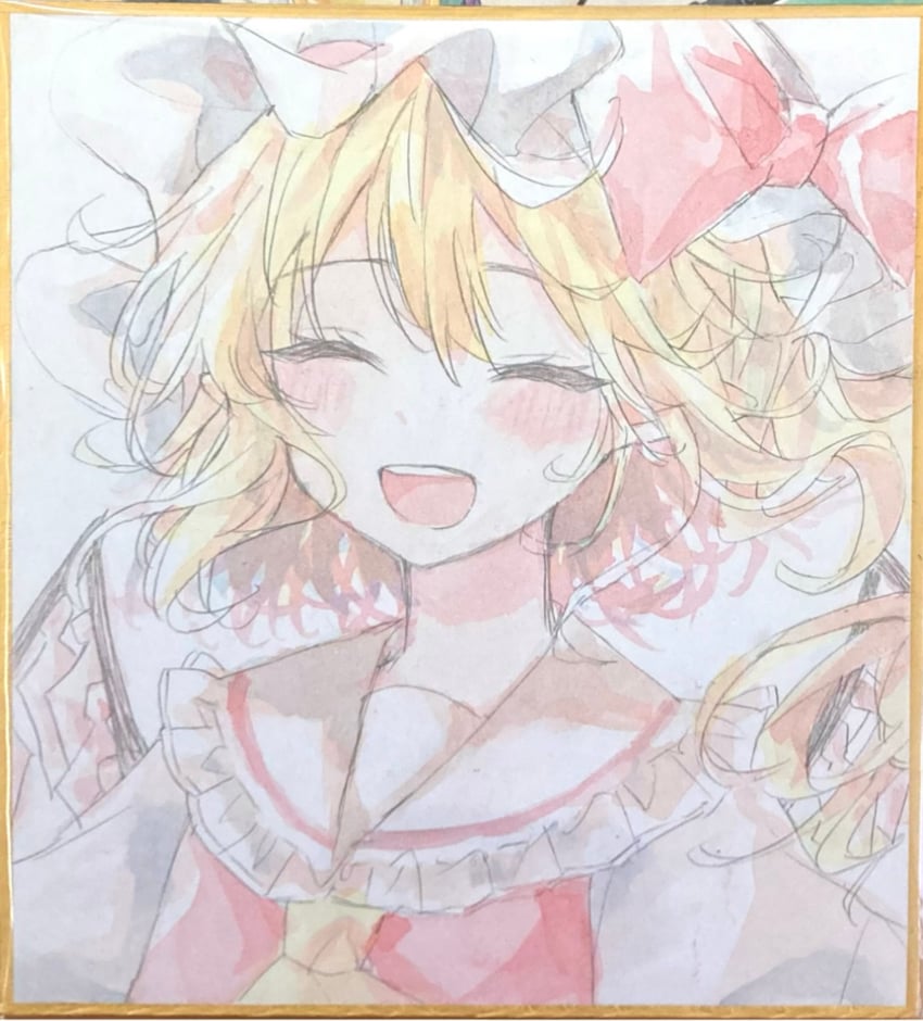 东方Project、芙兰朵露·斯卡蕾特 1名女孩 :D 阿斯科特领巾 金发 脸红