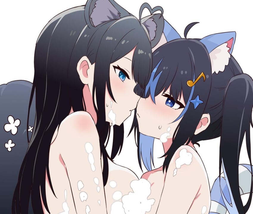 彩虹社、Project-SP、VirtuaReal 2名女孩 呆毛 兽耳毛 兽耳 露肩