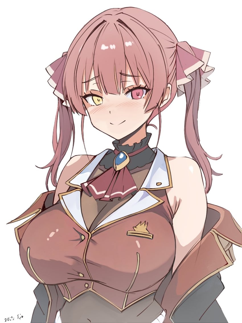 Hololive、宝钟玛琳、宝钟玛琳 (第一套服装) 1名女孩 露肩 脸红 乳房 闭嘴