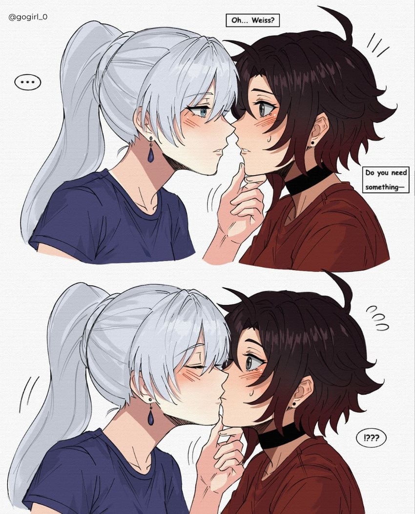 RWBY、露比·罗丝、魏丝·雪倪 !? 2名女孩 两格漫画 替换服装 黑色项圈