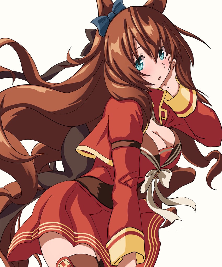 赛马娘、丸善斯基 (Formula R) (赛马娘)、丸善斯基 (赛马娘) 1名女孩 呆毛 兽耳 蓝眼 脸红