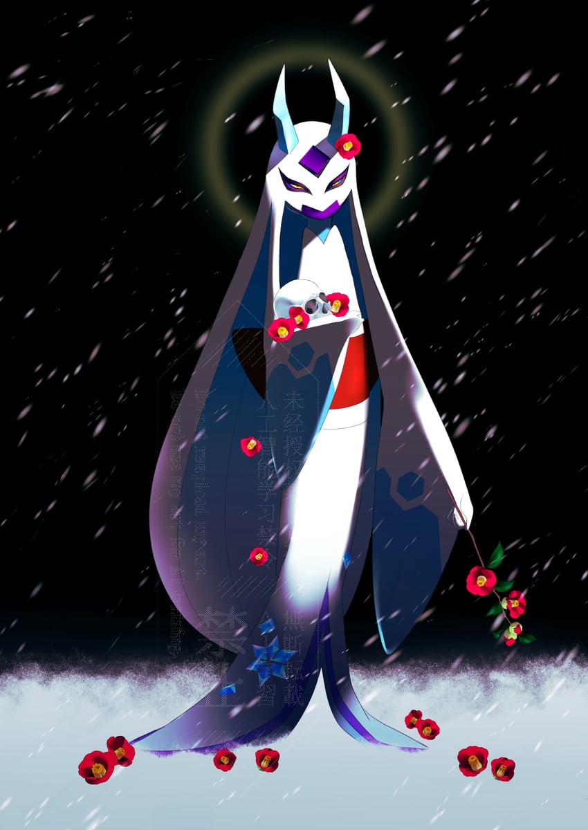 宝可梦、雪妖女、超级雪妖女 1个其他角色 黑色背景 花 全身 手持