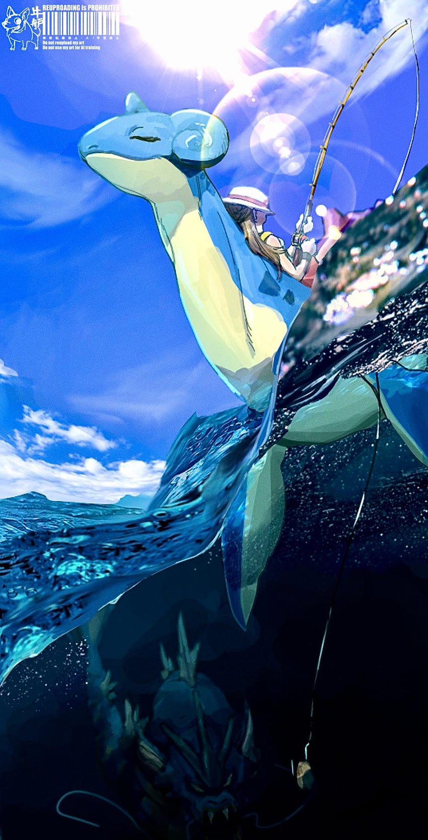 宝可梦、宝可梦 火红/叶绿、暴鲤龙 1名女孩 气泡 包 蓝天 棕发