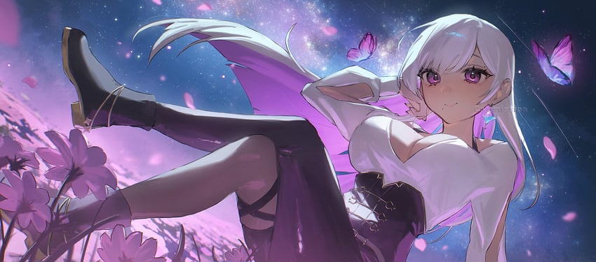 原创 1名女孩 不对称服装 不对称腿部穿着 黑裤子 脸红
