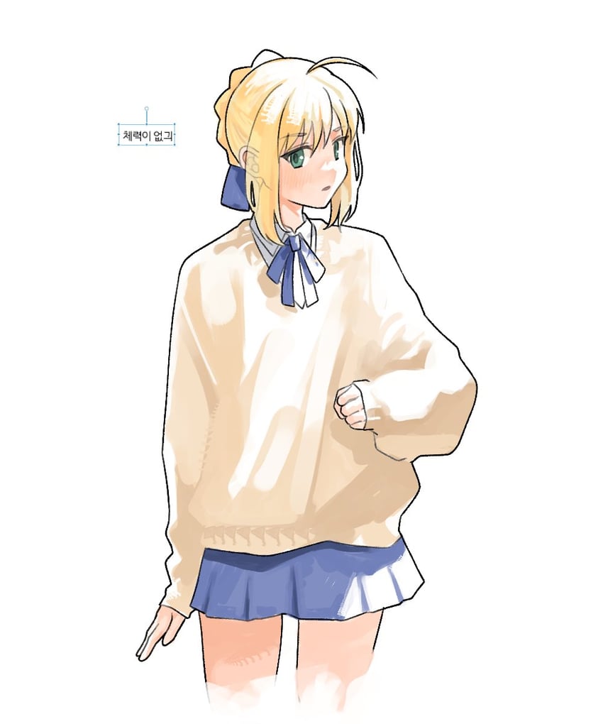 Fate/stay night、Fate系列、阿尔托莉雅·潘德拉贡 (Fate) 1名女孩 呆毛 金发 蓝色蝴蝶结 蓝色丝带