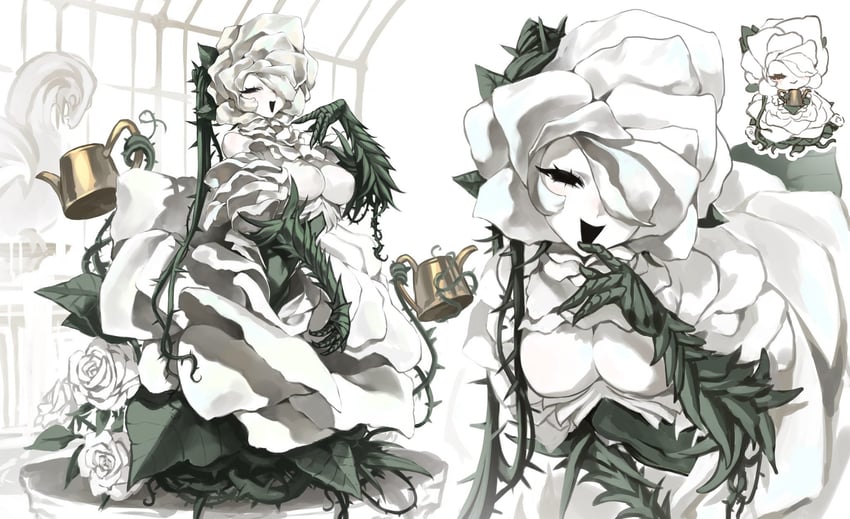 原创 1名女孩 爱娜温 手臂上的藤蔓 黑瞳 黑色嘴巴