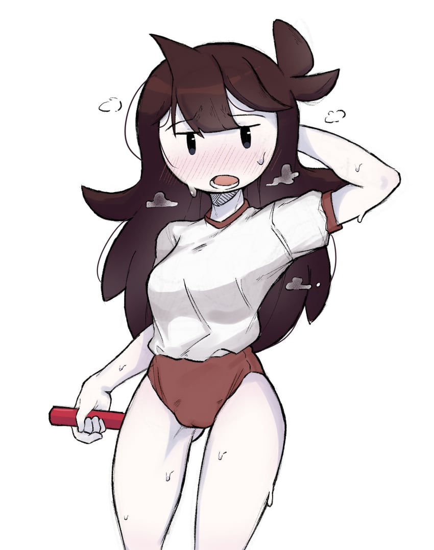 原创、Jaiden Animations 1名女孩 大腿间可见臀部 黑瞳 脸红 乳房