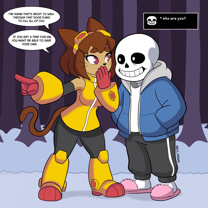 Gameoverse、传说之下、Undertale/Deltarune 1名男孩 1名女孩 兽耳 黑色巩膜 黑色短裤