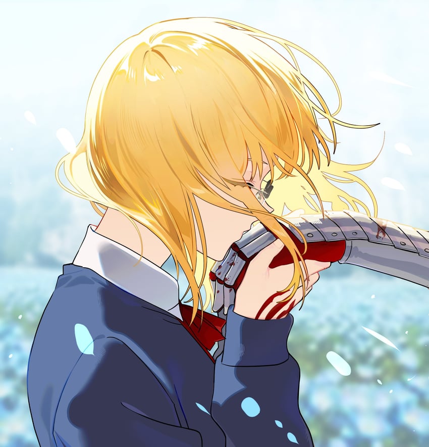 Fate/strange Fake、Fate系列、理查一世 (Fate) 1名男孩 1名女孩 金发 血 铠甲上的血